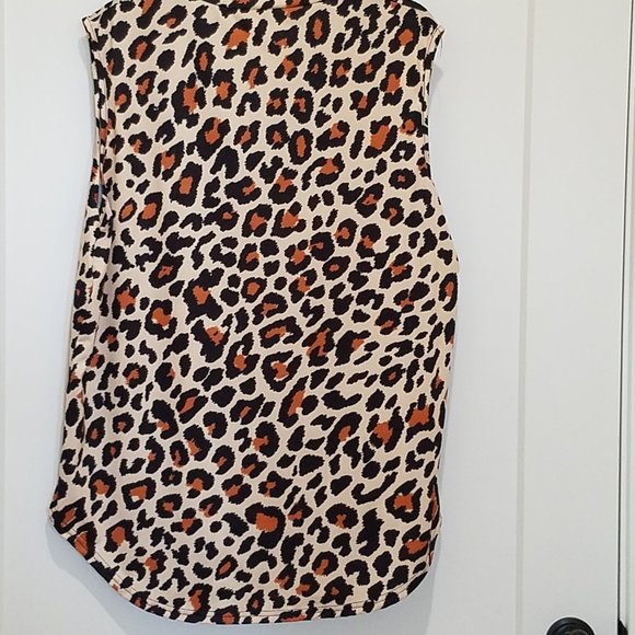 blouse sleeveless animal print leopard brown black - Picture 2 of 5